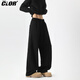 CLOR American high street scimitar casual pants men's spring and summer trendy brand loose sports sweatpants straight pants CL118 black XL