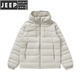 JEEP SPIRIT90白鸭绒轻薄排骨羽绒服短款2025新款男女情侣冲锋衣内胆连帽外套 LYN7523男黑色 M (男95-115.女85-100斤)