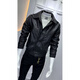 Playboy short velvet motorcycle men's slim and handsome Korean style soft leather jacket warm and windproof handsome high-end jacket black velvet M 100Jin Jin equals slim fit within 0.5 kg