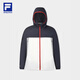 FILA Official Men's Cotton Clothes 2026 Spring New Outdoor Sports Comfortable Warm Color Blocked Hooded Jacket Snow White-WT L 175/96A/L
