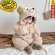 G.duck Autumn and Winter 1-3 year old baby clothes jumpsuit flannel animal shape rompers newborn harem children's pajamas khaki color upgraded thickened 80cm 80 size (72-)