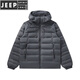 JEEP SPIRIT90白鸭绒轻薄排骨羽绒服短款2025新款男女情侣冲锋衣内胆连帽外套 LYN7523男黑色 M (男95-115.女85-100斤)
