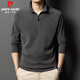 Pierre Cardin sweatshirt men's autumn and winter half-zip stand collar long-sleeved T-shirt men's velvet business casual top gray XL