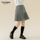 Taoding girls autumn and winter skirt Korean style plaid casual fashion pleated skirt for middle-aged and older children, versatile and trendy skirt, black and white 130