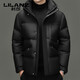 利郎（LILANZ）防寒保暖男士短款羽绒服宽松加厚面包服白鸭绒连帽工装外套潮 黑色 M