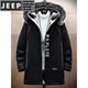JEEP SPIRIT Parker Men's Jacket 2025 Autumn and Winter New Plus Velvet Thickened Cotton Coat Mid-Length Winter Shearling Windbreaker MY112S Black M