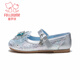 Fuluo Mi Girls Leather Shoes Spring Sweet Bow Crystal Princess Shoes Little Girls Soft Sole Performance Dress Shoes Silver 29