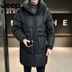 JEEP吉普国际品牌中长款羽绒服男士冬季2025新款连帽加厚宽松休闲外套 黑色 M 推荐105-125斤