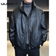 LILANZ Official Men's Leather Down Jacket Winter Thickened 2025 New Fashion Brand Style Stand Collar Short Waterproof White Duck Down Jacket Black - Flagship Model M 100-130Jin Jin is equal to 0.5 kg