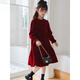 HAL.DUCK girls' dress, autumn and winter new style, shiny gold dress, children's velvet skirt, New Year's dress, girl's princess dress, red glitter gold velvet style, one-piece velvet lining 130