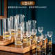 Yusenyi high-end crystal glass white wine cup home set two-two-point wine container one-cup cup gold foil double-section cup 10mlx6 gold foil vertical pattern pot 150mlx6