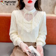 Woodpecker (TUCANO) velvet Chinese style thickened national style button-up shirt fashionable lace bottoming autumn and winter 2026 new top commuting white XL