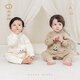 Wooden cotton baby jumpsuit spring and autumn baby long-sleeved jumpsuit for men and women at home waffle casual clothes brown 66cm