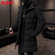 Hengyuanxiang 2026 autumn mid-length down men's middle-aged and elderly ultra-thick warm military coat fat man's cotton-padded jacket 9588 black M 90-110Jin Jin equals 0.5 kg