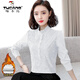 Woodpecker (TUCANO) Lace Chiffon Shirt Women's Long Sleeve 2025 Autumn and Winter New Style Bottoming Shirt Temperament Small Shirt Top with Inner Shirt Black Velvet Thickening L 105-115Jin Jin is equal to 0.5 kg