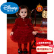 Disney one-year-old baby girl dress winter red catch week new Chinese one-year-old princess dress Chinese New Year clothes girl dress burgundy plus velvet princess dress 80 cm weight 14-19Jin Jin is equal to 0.5 kg