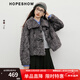 Red sleeve (hopeshow) retro horn button fur 2025 winter new women's light mature teddy velvet lapel foreign style short fur coat shadow gray 074 M