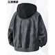 胖东来大码连帽皮衣外套男士春秋季假两件上衣胖东来同款 2578卡其 XL 130150斤