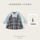 INSBOBO Girls' Dress 2026 Spring New Baby Skirt Children's Spring and Autumn Clothes Good-looking Children's Clothes Trendy Blue Checkered Free Accessories with Order 80
