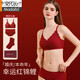 Modal Red Underwear Women's Small Breasts Gather Up to Show Bigger Year Bra Wedding Bride Underwear Set Socks 2026 New V-neck Mesh Set Gift Box M Suitable for 95-115 Jin Jin equals 0.5 kg