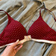 Langsha Ben Ming Nian red retro bra for women with small breasts, no rims, anti-sagging, deep V, comfortable, thin polka dot bra, burgundy polka dots 75A 34B