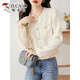 Woodpecker Autumn and Winter Fashionable Versatile Long Sleeve Shirt Women's Solid Color New Small Short Puff Sleeve Top Shirt Apricot-Version S