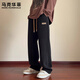 MARK FAIRWHALE American retro casual pants for men 2025 winter new thickened corduroy sports comfortable and fashionable long pants black + black plus velvet plus velvet two-piece plus velvet M Recommended 95-110Jin Jin is equal to 0.5 kg