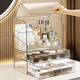 Yu Cape Seat Cosmetic Storage Box Desktop Dustproof Dressing Table Skin Care Product Lipstick Storage Rack Acrylic Organizing Cabinet Transparent White 26*18*32.5cm