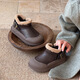 ABJA children's plush cotton shoes 2025 winter style warm short boots for boys and girls, plush collar, non-slip soft sole, stain-resistant cotton boots, chestnut brown 26