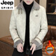 JEEP SPIRIT Autumn and Winter Buckskin Jacket Men's 2026 New Trendy Casual Velvet Thickened Lapel Printed Men's Jacket Black 3XL Suitable for 150-170 Jin Jin equals 0.5 kg
