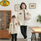 G.duck family of three and four family wear 2025 winter new parent-child wear American casual loose cotton coat jacket mother and daughter wear red 130 children's wear