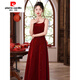 Pierre Cardin New Chinese Toast Wear 2025 New Bride Autumn and Winter Wedding Red Engagement Dress Skirt Women's Winter Velvet Cheongsam Burgundy Winter Style L Recommended 105-115 Jin Jin equals 0.5 kg