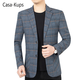 casa-kups2025春秋新款中年男西装商务休闲薄款男装西服格子免烫外套 旗舰官方藏蓝色NF795 S 165(95-105斤)