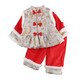 Wooden house Hanfu girls winter suit New Year's greetings clothes children's New Year clothes baby girl plus velvet thickened Tang suit festive two-piece set red + bag 100 suitable for height 90-100cm age 3-4 years old
