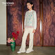 Taoding girls' boot-cut pants for autumn and winter new style children's plush trousers for big children and girls casual off-white plush wide-leg pants white 120 45-50Jin Jin equals 0.5 kg