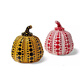 Yayoi Kusama pumpkin ornament sculpture with dense polka dots, yellow skin and black polka dots 10x12cm (not including label)