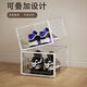 Yongfan simple installation transparent shoe box stackable shoe box PP dust-proof and anti-oxidation home dormitory shoe storage bedroom Pearl white large capacity/door-type storage shoe box round hole upgrade/super practical 6 pieces