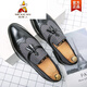 Espantapájaros (MEXICANO) estilo retro británico moda para hombres de negocios casual zapatos de cuero pequeños mocasines perezosos sin cordones con borlas marrón 9196 negro 38 tamaño de zapato de cuero estándar