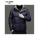 利郎（LILANZ）防风保暖男士羽绒服中青年时尚休闲短款鹅绒连帽加厚外套男面 黑色 14XL (190)