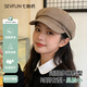 Seven-color spun beret for women in autumn and winter, simple, casual, versatile, big head circumference, small face, fashionable retro ladies hat, light coffee