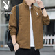 Playboy (PLAYBOY) jacket men's spring and autumn casual trend all-match windproof outdoor sports solid color lapel coffee M