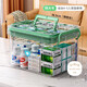 EACHY medicine box household medicine box transparent plastic storage box green extra large two-layer
