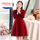 Disney Girls Dress Velvet Children's Skirt Red Princess Dress Host Performance Clothes Autumn and Winter Long Sleeve Plus Velvet Red Regular 140
