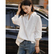 Demana 100 pure cotton spring cool and smart V-shaped lapel outer shirt lace decorated women's shirt
