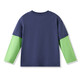 ASK JUNIOR 7A antibacterial children's fake two-piece long-sleeved T-shirt 26 spring children's contrasting color bottoming shirt for boys and girls, navy blue 90