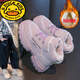 G.duck girls' high-top large cotton shoes boys' winter velvet thickened warm children's sports shoes children's snow boots purple 27 inner length 16.8cm