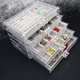 Yusenyi Jewelry Box Earrings Ear Studs Ear Clips Small Jewelry Storage Box Home Ring Jewelry Multi-Gate Classification Bedroom Organizing Box Four Drawings 1 Layer Increased Customization Any 4 Drawings Remarks