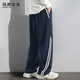 MARK FAIRWHALE pants men's winter American casual pants men's trendy sports pants sweatpants men's trousers navy blue M