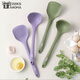 Turns Feiyun Turns silicone spatula and spoon food grade silicone high temperature resistant kitchen universal non-stick pan for cooking soup silicone spoon (green)