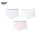 Anair girls' three-piece boxer briefs 2026 spring new cotton boxer briefs, skin-friendly, comfortable and antibacterial, combination 02 (white purple flower + porcelain light powder + off-white) 110